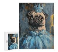500 PCS Jigsaw Puzzle for Teenagers Royal Pug Art Print Adult Jigsaw Puzzles Staycation Kill Time Every Piece Is Unique - Great Gift for Gaming 500 PCS