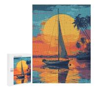 500 PCS Jigsaw Puzzle for Teenagers Sailboat Sunset Painting Jigsaws for Adults Puzzle Difficult Challenge Fun Activities at Home Great Gift for Gaming 500 PCS