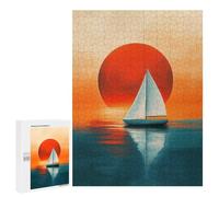 500 PCS Jigsaw Puzzle for Teenagers Sunset Sailboat Reflection Art Print Adult Jigsaw Puzzles Staycation Kill Time Every Piece Is Unique - Great Gift for Gaming 500 PCS