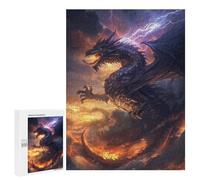 500 PCS Jigsaw Puzzle for Teenagers Thundering Dragon Storm Jigsaws for Adults Puzzle Difficult Challenge Fun Activities at Home Great Gift for Gaming 500 PCS