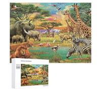 500 PCS Jigsaw Puzzle for Teenagerss African Safari Wildlife Scene Jigsaws for Adults Fun Games Birthday Present Unique Birthday And Xmas Gifts 500 PCS