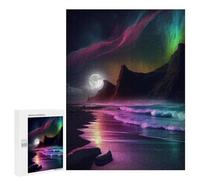 500 PCS Jigsaw Puzzle for Teenagerss Aurora Beach Night Teenagers Puzzles Fun Games Analysis And Logic Christmas Birthday Gifts 500 PCS