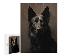 500 PCS Jigsaw Puzzle for Teenagerss Black German Shepherd Portrait Adult Puzzles Family Game A Work of Art Unique Birthday And Xmas Gifts 500 PCS