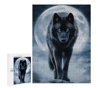 500 PCS Jigsaw Puzzle for Teenagerss Black Wolf in Moonlight Adult Jigsaw Puzzle Fun Games Home Decoration Fun at Home Activities, 500 PCS
