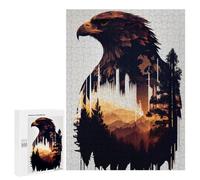 500 PCS Jigsaw Puzzle for Teenagerss Eagle Silhouette with Forest Landscape Teenagers Puzzles Fun Games Analysis And Logic Christmas Birthday Gifts 500 PCS