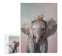 500 PCS Jigsaw Puzzle for Teenagerss Elephant Pastel Crown Jigsaw for Adults Fun Games But Fun And Humorous Unique Birthday And Xmas Gifts 500 PCS