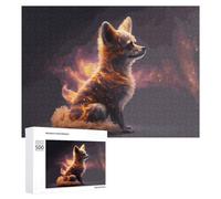 500 PCS Jigsaw Puzzle for Teenagerss Flaming Fox Digital Art Jigsaws for Adults Fun Games Birthday Present Unique Birthday And Xmas Gifts 500 PCS