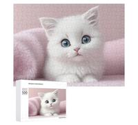 500 PCS Jigsaw Puzzle for Teenagerss Fluffy White Kitten Jigsaws for Adults Fun Games Birthday Present Unique Birthday And Xmas Gifts 500 PCS