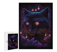 500 PCS Jigsaw Puzzle for Teenagerss Glowing Mystic Cat Artwork Teenagers Puzzles Fun Games Analysis And Logic Christmas Birthday Gifts 500 PCS