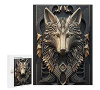 500 PCS Jigsaw Puzzle for Teenagerss Golden King Wolf Elegant Adult Jigsaw Puzzle Fun Games Home Decoration Fun at Home Activities, 500 PCS