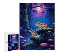 500 PCS Jigsaw Puzzle for Teenagerss Psychodelic Frog Pixel Art Jigsaw for Adults Fun Games But Fun And Humorous Unique Birthday And Xmas Gifts 500 PCS