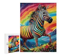 500 PCS Jigsaw Puzzle for Teenagerss Rainbow Zebra in Paradise Jigsaws for Adults Fun Games Birthday Present Unique Birthday And Xmas Gifts 500 PCS