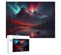 500 PCS Jigsaw Puzzle for Teenagerss Volcanic Aurora Reflections Jigsaws for Adults Fun Games Birthday Present Unique Birthday And Xmas Gifts 500 PCS