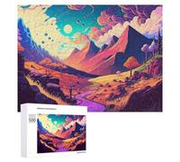 500 PCS Jigsaw Puzzle for Teenagerss Whimsical Fantasy Landscape with River And Mountains Jigsaws for Adults Fun Games Birthday Present Unique Birthday And Xmas Gifts 500 PCS