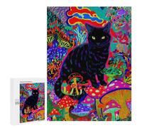 500 PCS Jigsaw Puzzle Psychedelic Mushroom Cat Art Print-1 Jigsaw for Teenagers Hand Speed Race Wishlist with Santa Claus Toys Educational Games 500 PCS