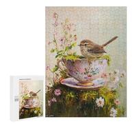 500 PCS Jigsaw Puzzle Tea Cup Bird Garden Decor Jigsaw for Teenagers Hand Speed Race Wishlist with Santa Claus Toys Educational Games 500 PCS
