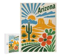 500 PCS Jigsaw Puzzles- Arizona Desert Landscape Illustration Jigsaw for Adults Relaxing Games Staycation Kill Time Deal As Gifts for The Whole Family 500 PCS