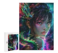 500 PCS Jigsaw Puzzles- Asia Woman A Dragon Jigsaw for Adults Relaxing Games Staycation Kill Time Deal As Gifts for The Whole Family 500 PCS