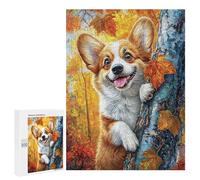 500 PCS Jigsaw Puzzles Autumn Corgi Adventure Jigsaws for Adults Puzzle For Family Fun Difficult And Challenge Educational Family Game 500 PCS
