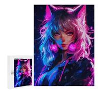 500 PCS Jigsaw Puzzles Cat Girls Neon Pink Jigsaw Puzzles for Teenagerss But Fun And Humorous Every Piece Is Unique - Learning Educational Toys 500 PCS