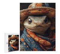 500 PCS Jigsaw Puzzles Chameleon in Floral Hat Jigsaws for Adults Puzzle For Family Fun Difficult And Challenge Educational Family Game 500 PCS