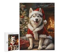 500 PCS Jigsaw Puzzles Christmas Siberian Husky Puzzles for Teenagers Enhance Memory Difficult And Challenge Brainteaser Family Games 500 PCS