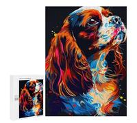 500 PCS Jigsaw Puzzles- Colorful Cavalier King Charles Spaniel Art-2 Jigsaw for Adults Relaxing Games Staycation Kill Time Deal As Gifts for The Whole Family 500 PCS