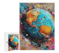 500 PCS Jigsaw Puzzles Colorful Earth Abstract Art Print Jigsaws for Adults Puzzle For Family Fun Difficult And Challenge Educational Family Game 500 PCS