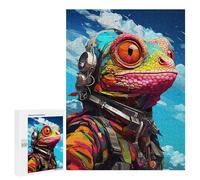 500 PCS Jigsaw Puzzles Colorful Lizard Astronaut Art Adult Jigsaw Puzzles Enhance Memory Educational Challenge Toys Educational Games 500 PCS