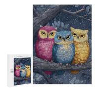 500 PCS Jigsaw Puzzles Colorful Owls Night Tree Branch Puzzles for Teenagers Enhance Memory Difficult And Challenge Brainteaser Family Games 500 PCS
