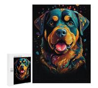 500 PCS Jigsaw Puzzles Colorful Rottweiler Art Print-2 Jigsaw Puzzles for Teenagerss But Fun And Humorous Every Piece Is Unique - Learning Educational Toys 500 PCS