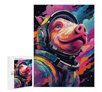 500 PCS Jigsaw Puzzles Cosmic Pig Astronaut Adult Jigsaw Puzzles Enhance Memory Educational Challenge Toys Educational Games 500 PCS