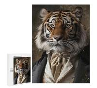 500 PCS Jigsaw Puzzles Dapper Tiger Portrait Jigsaws for Adults Anti-Stress Toys Staycation Kill Time Parent-child Interaction 500 PCS
