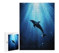 500 PCS Jigsaw Puzzles Dolphin Silhouette Underwater Jigsaw for Teenagerss Precision Cutting Fun Activities at Home Challenging Game And Family Play 500 PCS