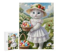 500 PCS Jigsaw Puzzles Easter Cat Basket Eggs Jigsaw for Teenagerss Precision Cutting Fun Activities at Home Challenging Game And Family Play 500 PCS
