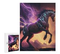 500 PCS Jigsaw Puzzles Electric Storm Horse Artwork Jigsaw for Adults Fun Games Perfect Decoration Unique Gifts for Birthday And Christmas 500 PCS