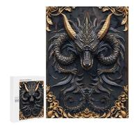 500 PCS Jigsaw Puzzles- Elegant Golden Dragon Art Jigsaw for Adults Relaxing Games Staycation Kill Time Deal As Gifts for The Whole Family 500 PCS