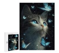 500 PCS Jigsaw Puzzles Enchanted Butterfly Cat Art Print -1 Adult Jigsaw Puzzles Enhance Memory Educational Challenge Toys Educational Games 500 PCS