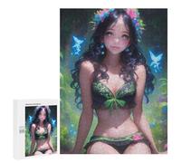500 PCS Jigsaw Puzzles- Fantasy Anime Girl in Floral Bikini Jigsaw for Adults Relaxing Games Staycation Kill Time Deal As Gifts for The Whole Family 500 PCS