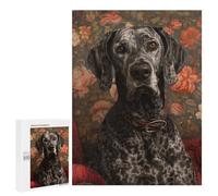 500 PCS Jigsaw Puzzles Floral Background Elegant Dog Portrait Adult Jigsaw Puzzles Enhance Memory Educational Challenge Toys Educational Games 500 PCS