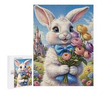 500 PCS Jigsaw Puzzles Floral Bunny Castle Background Jigsaw for Teenagerss Precision Cutting Fun Activities at Home Challenging Game And Family Play 500 PCS