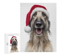 500 PCS Jigsaw Puzzles for Adults Afghan Hound Dog with Santa Hat Jigsaw for Adults Brain Teaser Game Birthday Present Difficult And Challenge 500 PCS