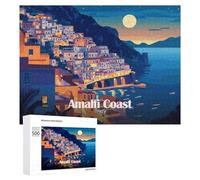 500 PCS Jigsaw Puzzles for Adults Amalfi Coast Italy at Night Puzzles for Adults Fun Games Precision Cutting Birthday And Unique Gifts 500 PCS