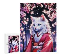 500 PCS Jigsaw Puzzles for Adults Anime Cat in Kimono Jigsaw for Adults Brain Teaser Game Birthday Present Difficult And Challenge 500 PCS