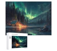500 PCS Jigsaw Puzzles for Adults Aurora in Nordic Nature Jigsaw Puzzle Hands-on Game But Fun And Humorous Birthday And Unique Gifts 500 PCS