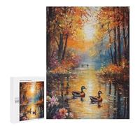 500 PCS Jigsaw Puzzles for Adults Autumn River Ducks Jigsaw for Adults Brain Teaser Game Birthday Present Difficult And Challenge 500 PCS