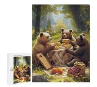 500 PCS Jigsaw Puzzles for Adults Bears Picnic in The Woods Jigsaw for Adults Relax Games Hand Speed Race for Is Ideal As A Gift 500 PCS