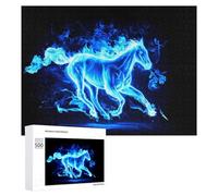 500 PCS Jigsaw Puzzles for Adults Blue Fire Horse Artwork Jigsaw for Adults Relax Games For Family Fun for Is Ideal As A Gift 500 PCS