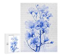 500 PCS Jigsaw Puzzles for Adults Blue Flower Cherry Blossom Jigsaw for Adults Brain Teaser Game Birthday Present Difficult And Challenge 500 PCS