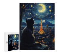 500 PCS Jigsaw Puzzles for Adults Cat Dreaming Tokyo Starry Night Jigsaw for Adults Brain Teaser Game Birthday Present Difficult And Challenge 500 PCS